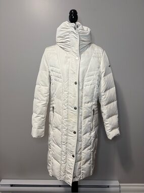Kenneth Cole New York Long Quilted Puffer Coat White